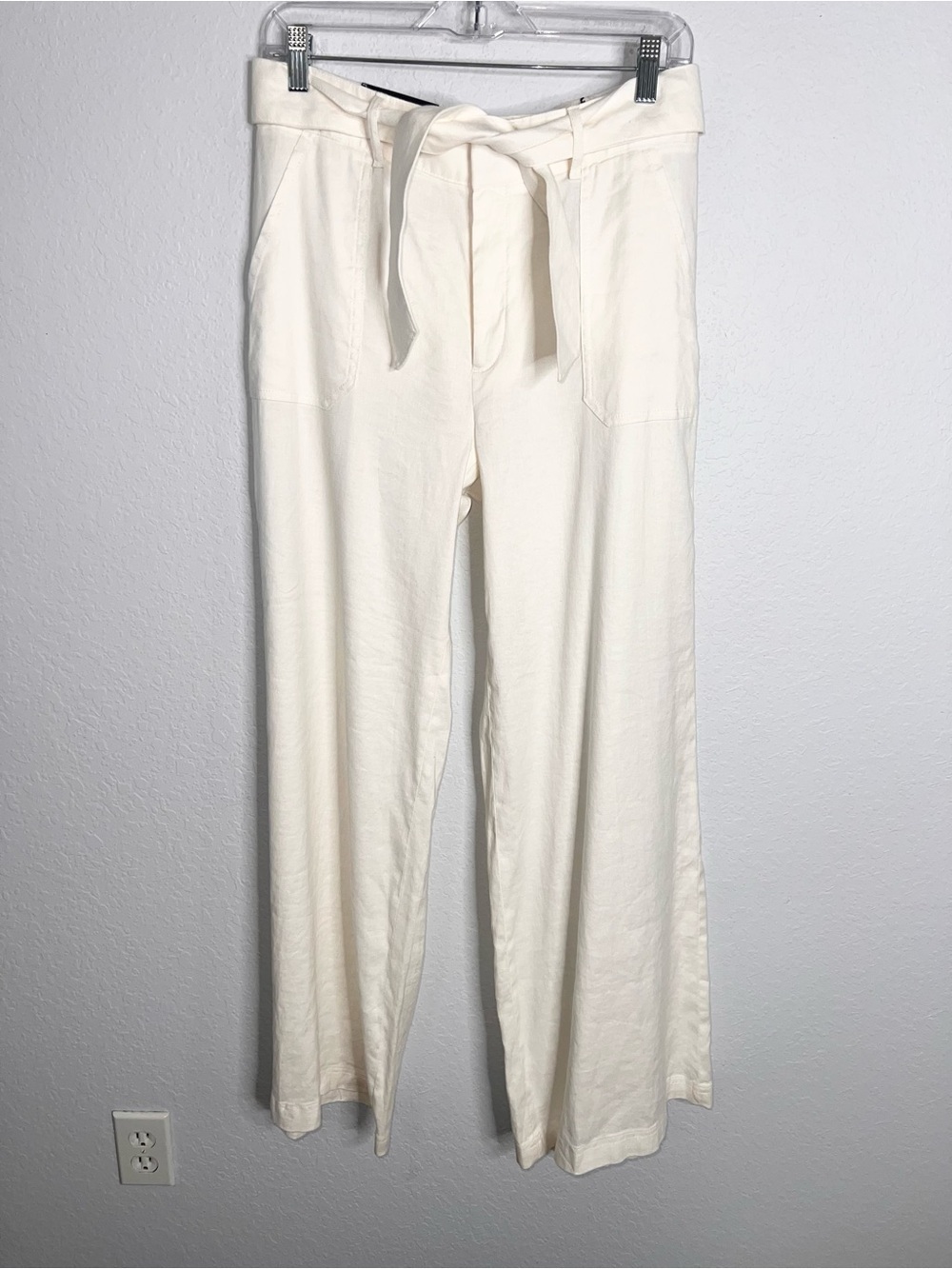 Banana Republic Wide Leg High Rise Linen Blend Pant Women’s Size 8 Off White KK